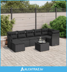 8-dijelni set vrtnih sofa od poliratana s jastucima crni - NOVO