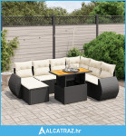 8-dijelni set vrtnih sofa od poliratana s jastucima crni - NOVO