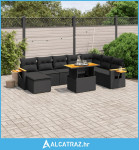 8-dijelni set vrtnih sofa od poliratana s jastucima crni - NOVO