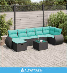 8-dijelni set vrtnih sofa od poliratana s jastucima crni - NOVO