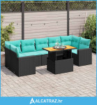 8-dijelni set vrtnih sofa od poliratana s jastucima crni - NOVO