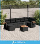 8-dijelni set vrtnih sofa od poliratana s jastucima crni - NOVO