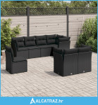 8-dijelni set vrtnih sofa od poliratana s jastucima crni - NOVO