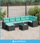 8-dijelni set vrtnih sofa od poliratana s jastucima crni - NOVO
