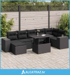 8-dijelni set vrtnih sofa od poliratana s jastucima crni - NOVO