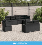 8-dijelni set vrtnih sofa od poliratana s jastucima crni - NOVO