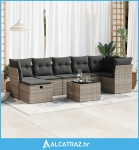 8-dijelni set vrtnih sofa od poliratana s jastucima sivi - NOVO