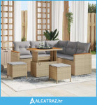 8-dijelni vrtni set sofa s jastučićima Bež poli ratan akacija - NOVO