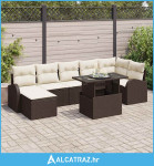 8-dijelni vrtni set sofa s jastučićima smeđa poli ratan, 2-osjedna vrt