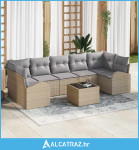 8-dijelni Vrtni Sofa Set s Jastučićima Bež Poli Ratan - NOVO