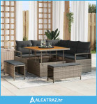 8-dijelni vrtni sofa set s jastučićima siva poli ratan akacija - NOVO