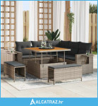 8 Dijelni Vrtni Sofa Set s Jastucima Sivi Poli Ratan Akacija - NOVO