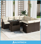 9-dijelna garnitura za vrt s jastučićima smeđi poli ratan, 2-sjedalna