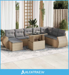 9-dijelni set vrtnih sofa s jastucima bež od poliratana - NOVO