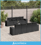9-dijelni set vrtnih sofa s jastucima crni od poliratana - NOVO
