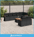9-dijelni set vrtnih sofa s jastucima crni od poliratana - NOVO