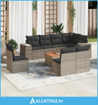 9-dijelni set vrtnih sofa od poliratana s jastucima sivi - NOVO