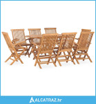 9-dijelni sklopivi vrtni blagovaonski set od masivne tikovine - NOVO