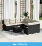 9 komada vrtni sofa set s jastučićima crni poliratán - NOVO