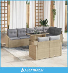 9-komadni vrtni sofa set s jastučićima bež poli ratan - NOVO