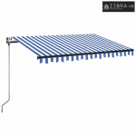 Automatska tenda sa senzorom LED 350x250 cm plavo-bijela - Plava i bij