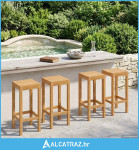 Barska stolica 4 pcs Prirodna Čvrsto teak drvo - NOVO