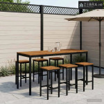 barski stol u vrtu NAARDEN Prirodna i crna 196 x 80,5 x 105 cm - Priro