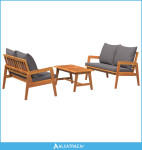 Bistro set s jastukom 3 pcs Smeđa Čvrsto drvo akacije - NOVO
