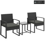 Bistro set od ratana, vrtni namještaj od 3 dijela s 2 vrtne stolice, s