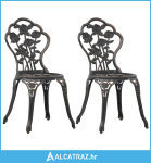 Bistro stolice 2 kom brončane od lijevanog aluminija - NOVO
