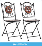 Bistro stolice s mozaikom 2 kom smeđe keramičke - NOVO