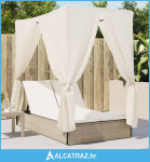 Dvostruka ležaljka s krovom i zastorima bež od poliratana - NOVO