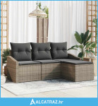 garnitura od 4 komada za vrt s jastučićima Sivi poli ratan - NOVO