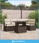 garnitura za vrt od 6 dijelova s jastučićima smeđa poli ratan - NOVO