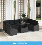 Garnitura za vrt Set od 10 Crna Ratan Garnitura za vrt - NOVO