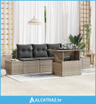 Garnitura Vrtne Sofe Set od 5 Siva Ratan, Polyester - NOVO