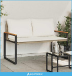 klupa s jastukom Bež i krem bijela 115 x 65 x 72 cm Ratan - NOVO