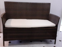 Klupa od ratana za terasu, vrt ili balkon za 2 ljudi + jastuk