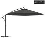 Konzolni vrtni suncobran LED s metalnim stupom 350 cm antracit - Antra