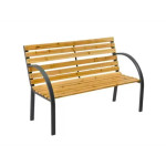 LEAN drvena vrtna klupa s metalnom konstrukcijom i naslonom – 125 cm