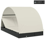 Ležaj za sunčanje za 2 osobe crni 211 x 112 x 140 cm poliratan - Crno-