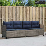 Ležaljka za sunčanje s jastucima siva od poliratana - Siva 1 bez nadst