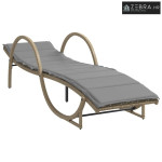 Ležaljka za sunčanje s jastukom bež 60x199x42 cm poliratan - Bež 1