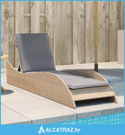 Ležaljka za sunčanje s jastukom bež 60x205x73 cm poliratan - NOVO