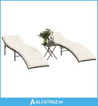 Ležaljke za sunčanje sa stolićem 2 kom smeđe od poliratana - NOVO