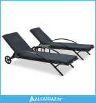 Ležaljke za sunčanje sa stolićem od poliratana antracit - NOVO