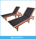 Ležaljke za sunčanje sa stolom 2 kom bagremovo drvo i tekstilen - NOVO