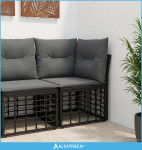 Modularna vanjska kutna soferica Crna 62 x 62 x 70 cm poliratan - NOVO