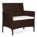 MultiGarden Dvosjedna Vrtna Sofa s Jastukom – Smeđa, Ratan Izgled, Nos