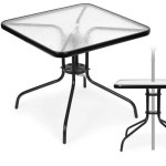 MultiGarden vrtni stol 80 × 80 cm s kaljenim staklom – crni